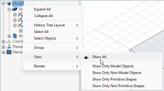 Right-click menu, View option selected.