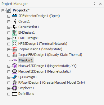 Project Manager window. Project6 project tree listed with multiple design branches.