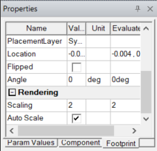 Properties > Footprint > Auto Scale