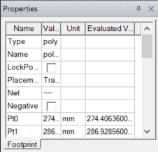 Properties Window > Footprint Tab
