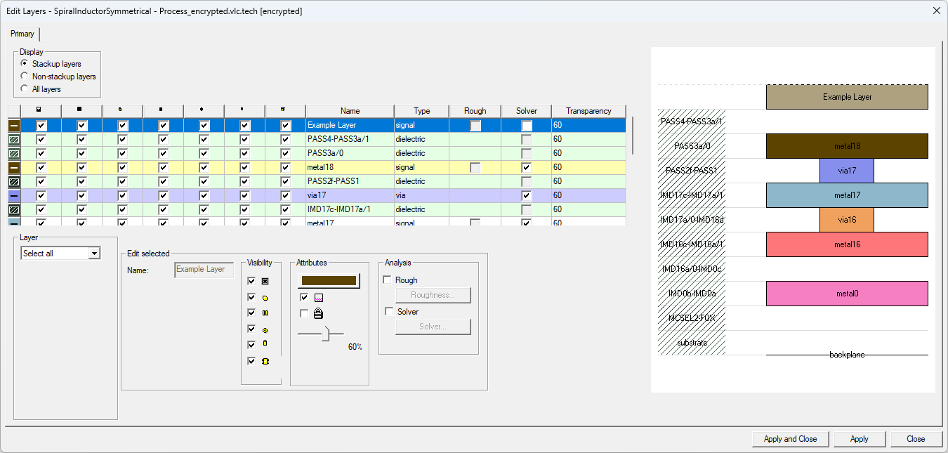 Edit Layers Window