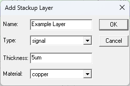 Add Stackup Layer Window