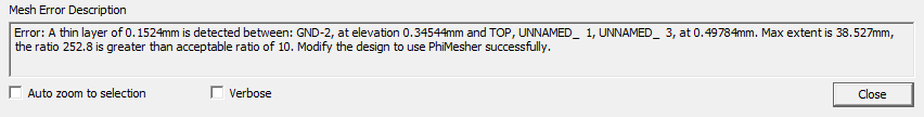 Mesh Error Description Field