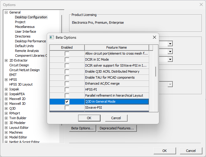 Q3D in HFSS 3D Layout Beta Option