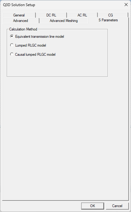 Q3D Solution Setup Window > S Parameters Tab