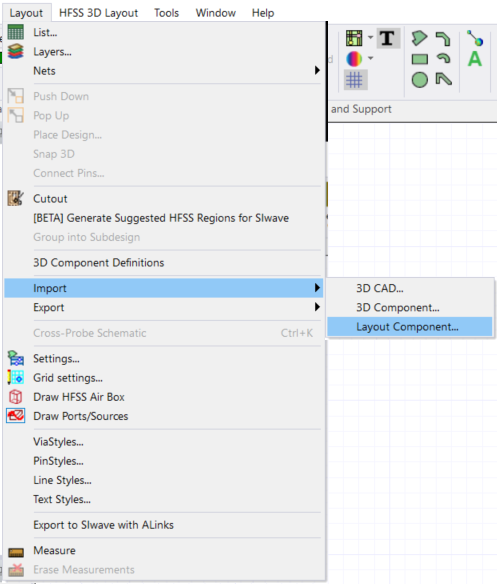 Layout > Import > Layout Component