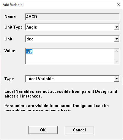 Add Variable Window