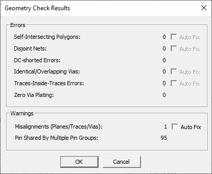 Geometry Check Results Window