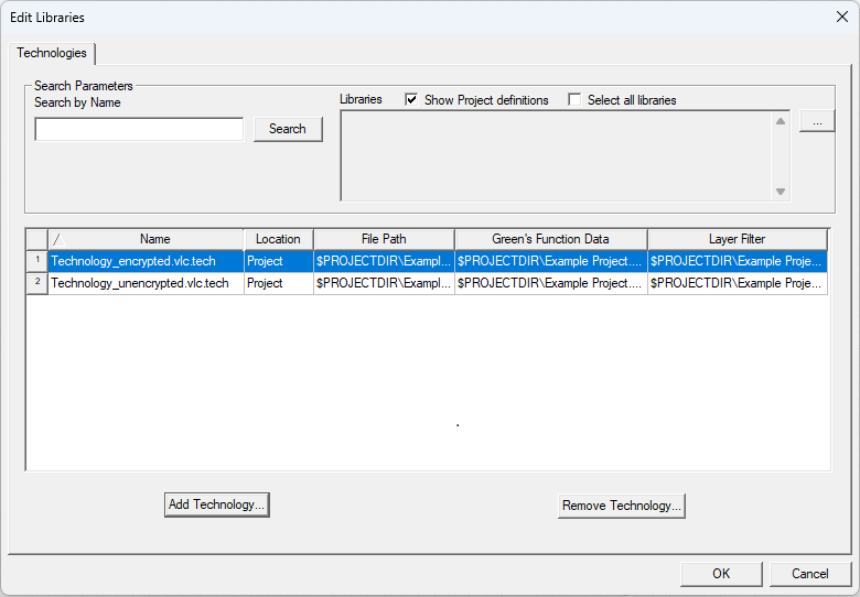 Edit Libraries Window