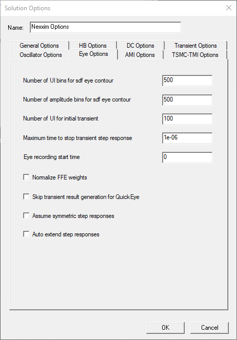 Solutions Options dialog