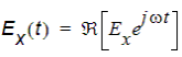 Equation for the physical electric field x-compnent at time t.