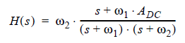 Legacy transfer function with two poles but no zero.