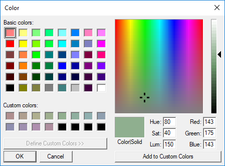 Color selection dialog box. 