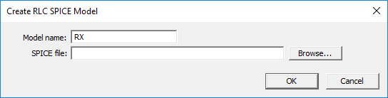 Create RLC SPICE Model Window Create RLC SPICE Model Window