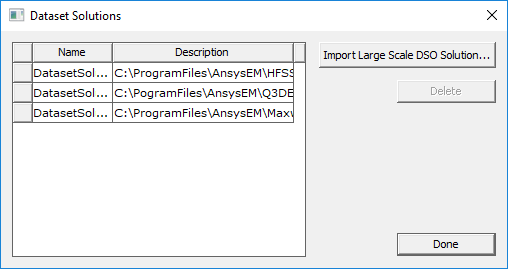 Dataset Solutions window.