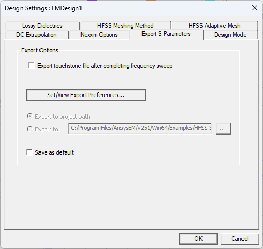 Design Settings Window