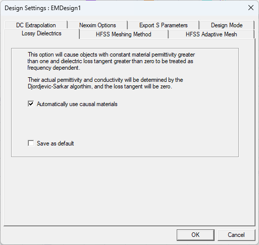 Design Settings Window