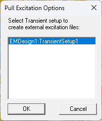 Pull Excitation Options Window