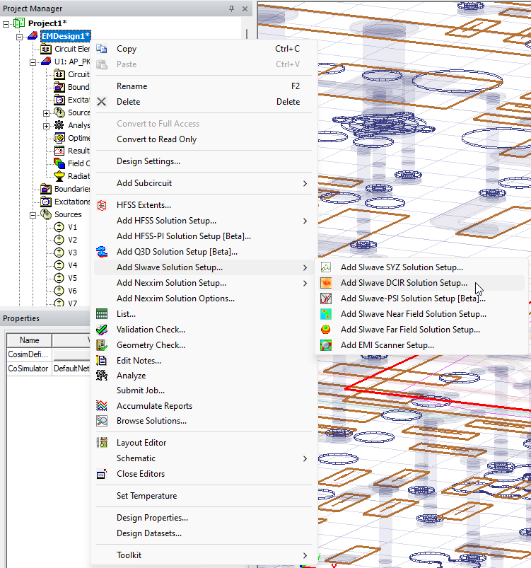 Add SIwave DCIR Solution Setup