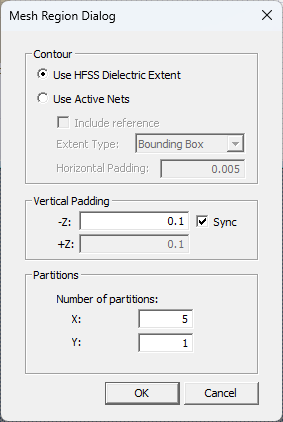 Mesh Region Dialog Window