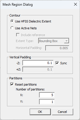 Mesh Region Dialog Window