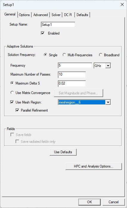 Setup Window Setup Window