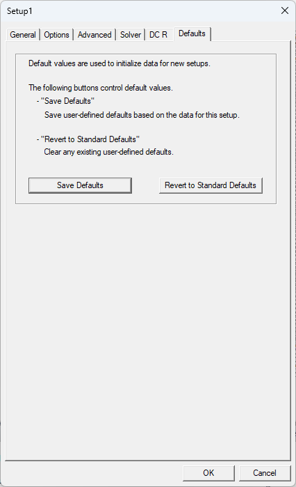 HFSS Setup Window > Defaults Tab
