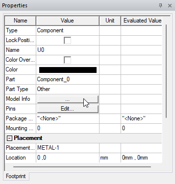 Properties > Model Info