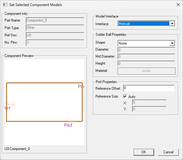 Set Selected Component Models Window