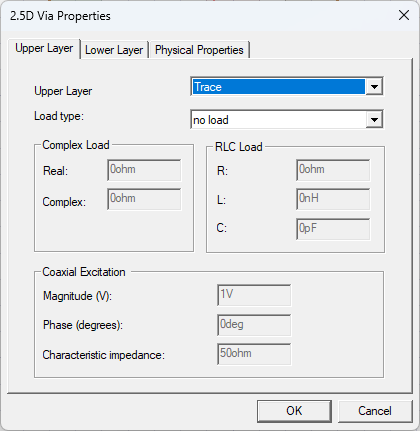 2.5D Via Properties Window