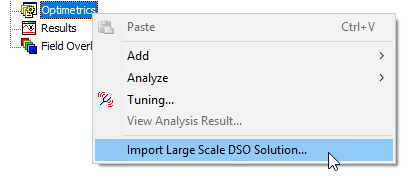Import Large Scale DSO Solution option highlighted.