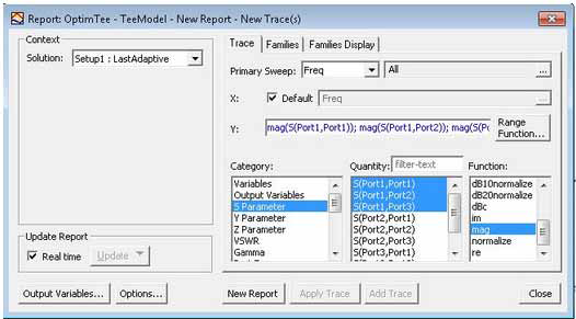 Report dialog box. Three quantitied selected. 