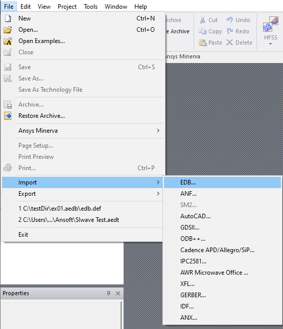 File > Import > EDB