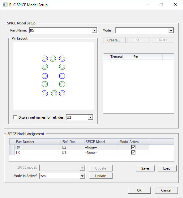 RLC SPICE Model Setup Window RLC SPICE Model Setup Window