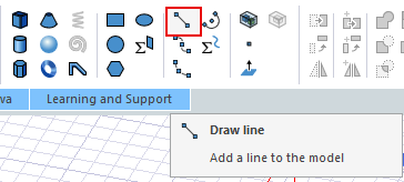 Draw tab, Line icon selected.