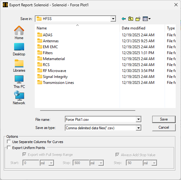 Export Report Window