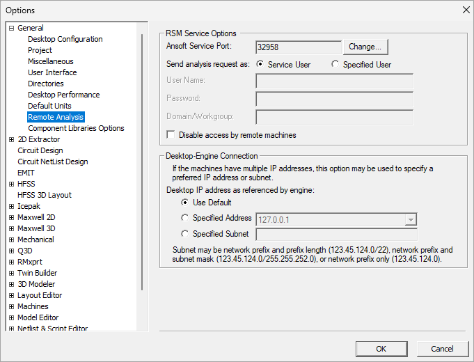 Remote Analysis Options