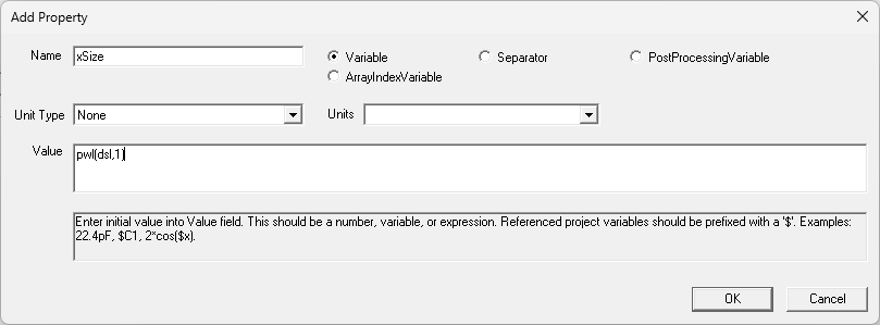 Add Property window
