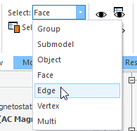 Select drop-down menu expanded, Edge option highlighted.