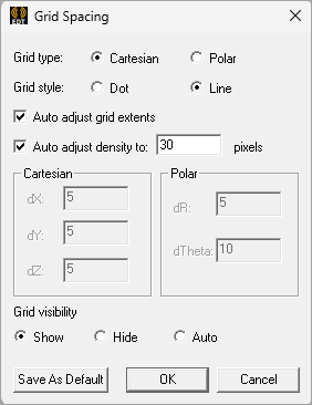 Grid Spacing dialog.