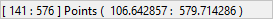 Status bar displaying cursor coordinates. Status bar displaying cursor coordinates.