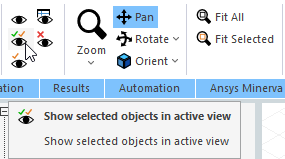 Show Selected Objects in Active View icon.
