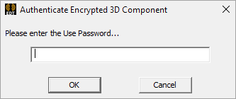 Authenticate Encrypted 3D Component passwor prompt dialog.