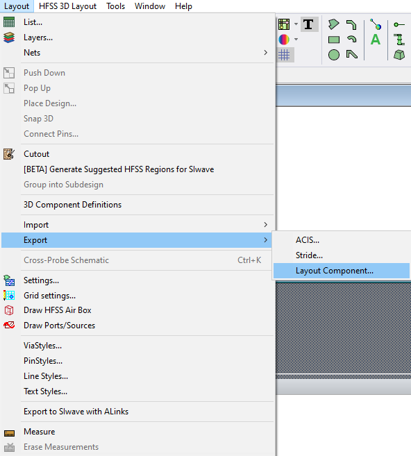 Layout > Export > Layout Component... Layout > Export > Layout Component...