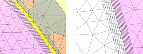 Example of mesh created at edges when the aspect ratio is greater than 4