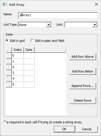 Add Array Window