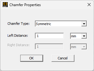 Chamfer properties dialog.
