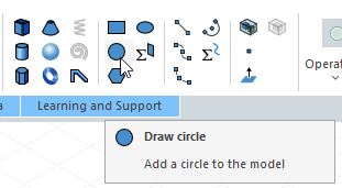 Draw Circle icon selected in Draw Ribbon.