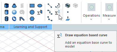 Draw Equation Based Curve option highlighted in Draw Ribbon.