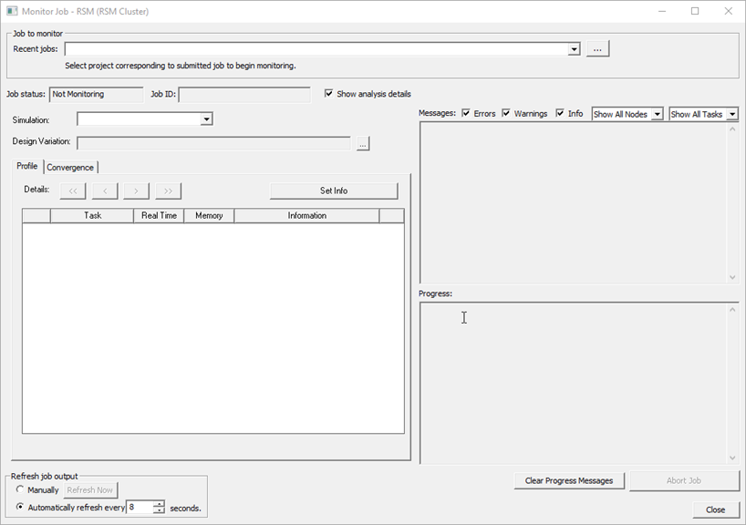 Monitor Job Window.